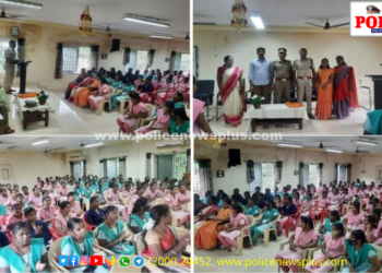 கல்லூரி மாணவிகளுக்கு பெண்கள் மற்றும் குழந்தைகள் பாதுகாப்பு குறித்து  விழிப்புணர்வு