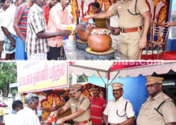 காவல் துறை சார்பில் பொதுமக்களுக்கு நீர்மோர் வழங்கும் திட்டம்