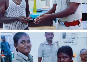 காவல்துறை அதிகாரிகள் பாராட்டு, பள்ளி மாணவி!