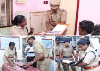 காவல் பதிவேடுகள், அரசு சொத்துக்களை ஆய்வு  தஞ்சை S.P