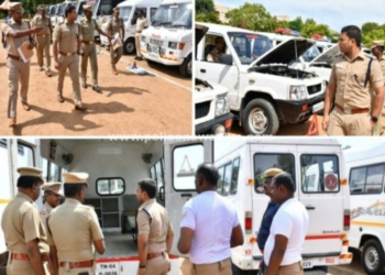 காவல்துறை வாகனங்களை, மதுரை S.P ஆய்வு!