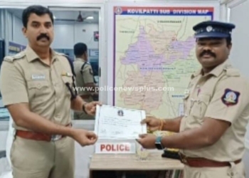 கோவில்பட்டி காவலருக்கு சான்றிதழ் வழங்கிய S.P