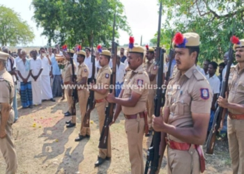 பணியில் இறந்த காவல் ஆய்வாளருக்கு இறுதி மரியாதை