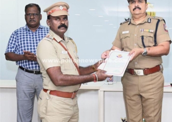 சென்னை வெள்ளத்தில் சிறப்பாக செயல்பட்ட காவல் ஆய்வாளர் அவர்களுக்கு சான்றிதழ்