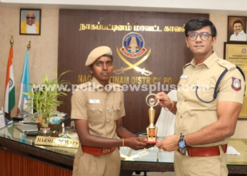 வெள்ளி பதக்கம் வென்ற பெண் காவலருக்கு பாராட்டு