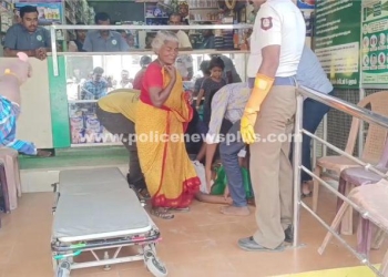மருந்து வாங்க நின்றிருந்த ஆண் கீழே விழுந்து உயிரிழப்பு