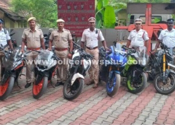 பதிவெண் பொருத்தப்படாத இருசக்கர வாகனங்கள் பறிமுதல்