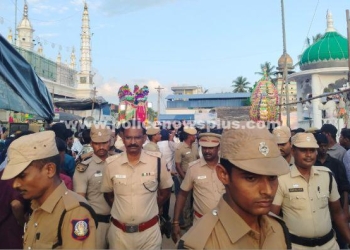 திருவிழா பாதுகாப்பு பணிகளை பார்வையிட்ட எஸ்.பி