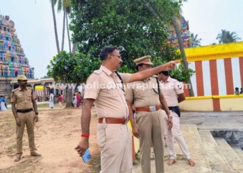 திருவிழா பாதுகாப்பு ஏற்பாடுகளை ஆய்வு செய்த எஸ்.பி