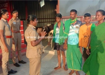 பக்தர்களுக்கு விழிப்புணர்வு ஏற்படுத்திய காவல்துறையினர்