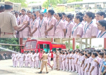 மாணவிகளுக்கு தீத்தடுப்பு ஒத்திகை பயிற்சி