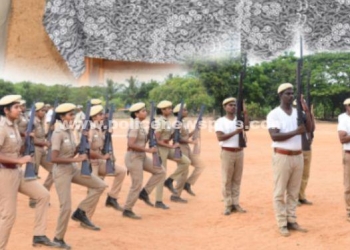 கவாத்து பயிற்சியை பார்வையிட்ட எஸ். பி