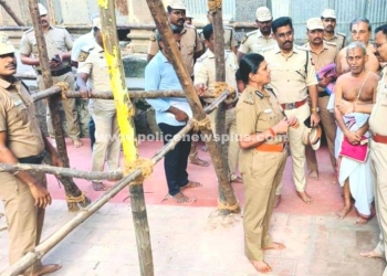 கும்பாபிஷேகம் பாதுகாப்பு பணியினை பார்வையிட்ட சரக துணைத் தலைவர்